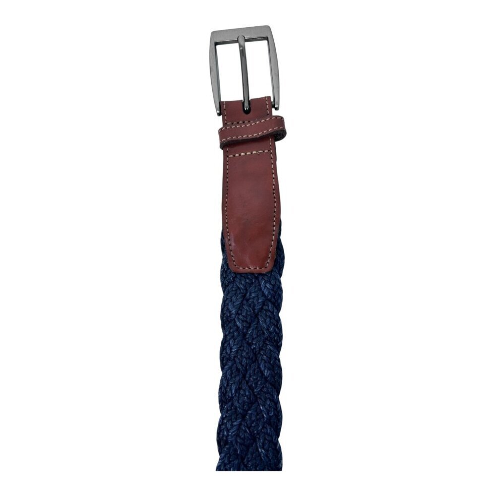 Vintage Torino‎ Braided Woven Leather & Rayon Mens Belt Size 40 Navy Made in USA